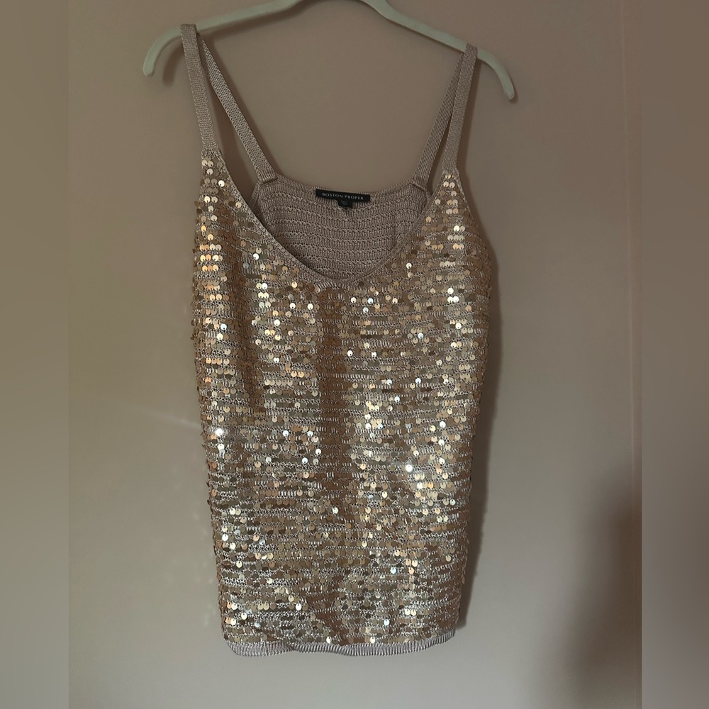 Boston Proper Sequin Gold Tank